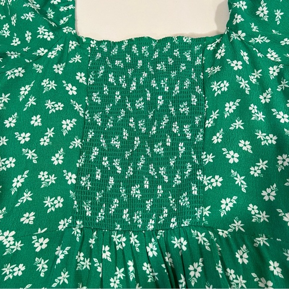 & Other Stories women's floral puff sleeve midi dress with slit green size 4 - Picture 7 of 14